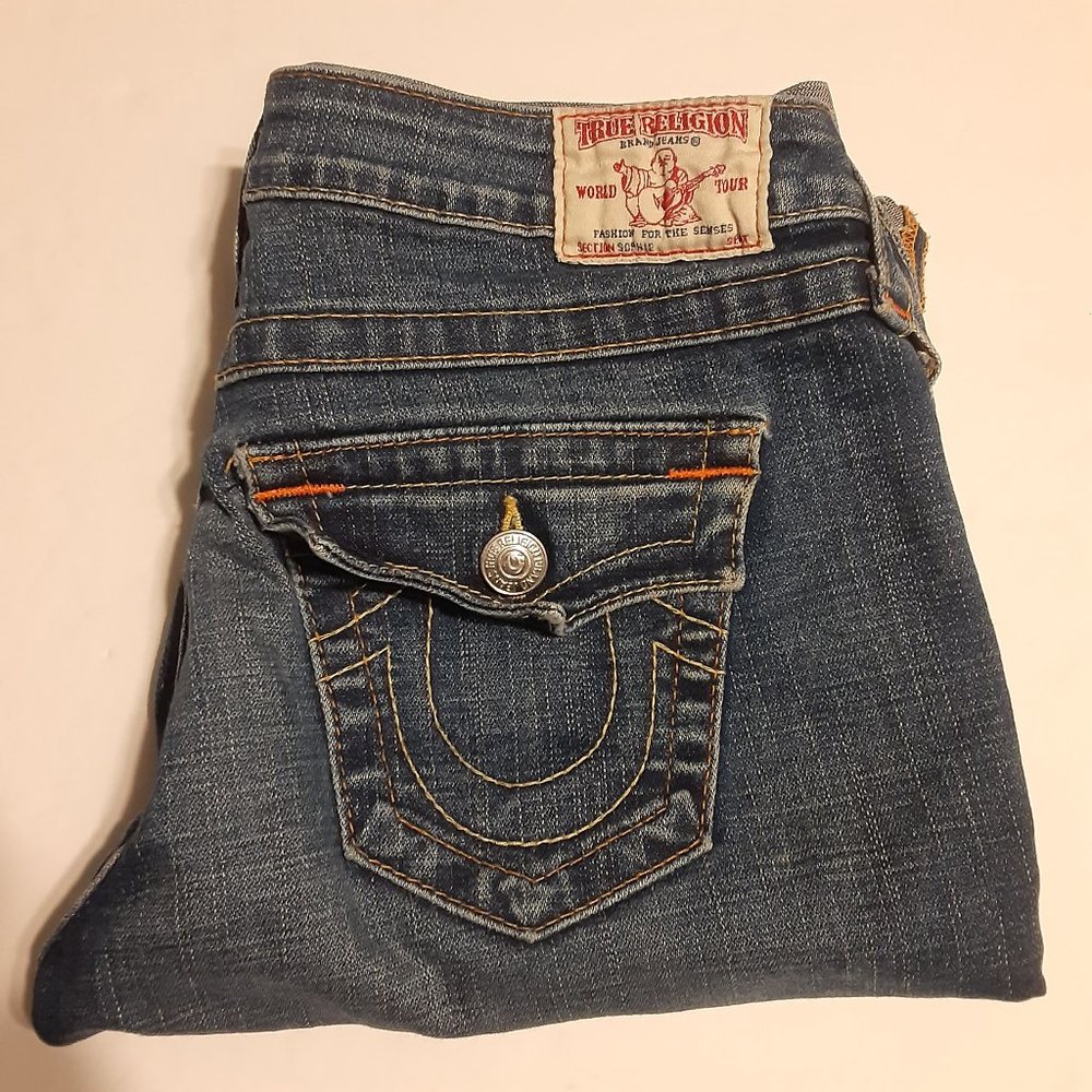 True Religion Women's Sophie Cuffed Bermuda Denim Shorts 104433OM Size 28
